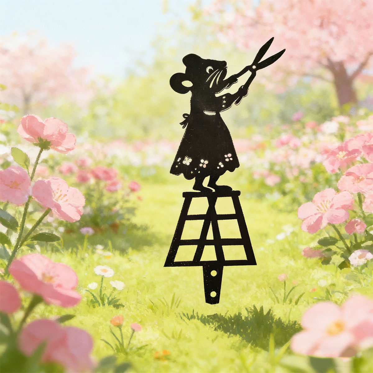 검은색 실루엣 라인 금속 정원 기둥, 가위가 있는 쥐  - Gardening Tools Wholesale 리뷰 및 가격